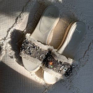 Bejeweled woven sandals!!!!